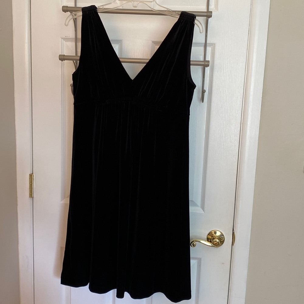 Black velour v-neck dress